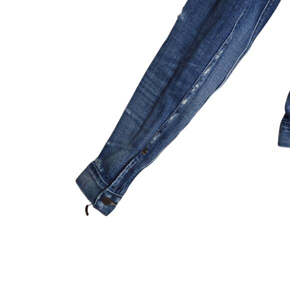 Vintage Polo Ralph Lauren S Small Dungaree Trucker Jacket Blue Distressed Denim - Picture 3 of 8